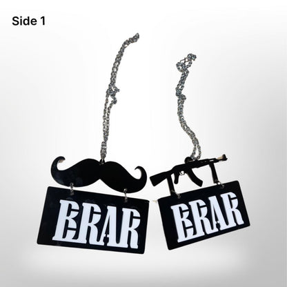 "Brar" car hanger - moustache/gun