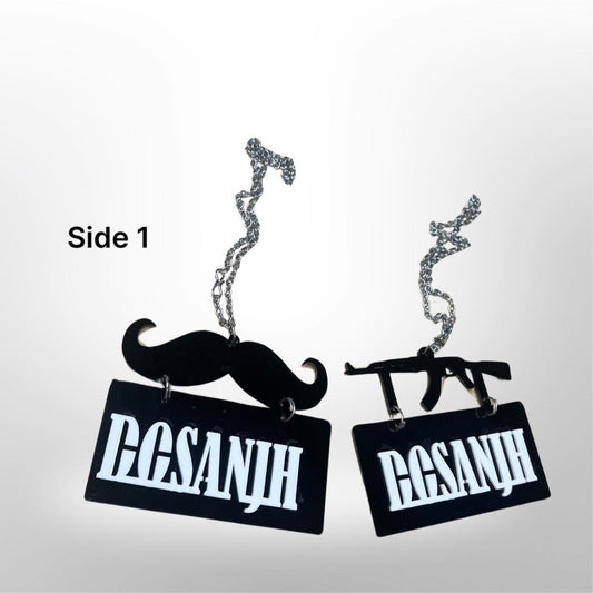 "Dosanjh" Car hanger - moustache/gun