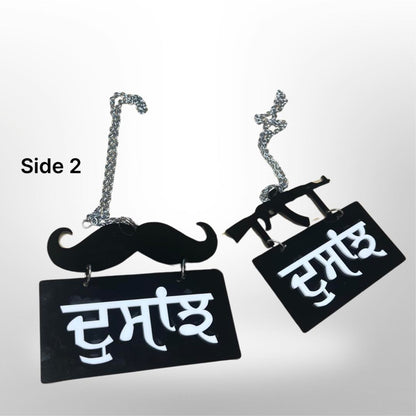 "Dosanjh" Car hanger - moustache/gun