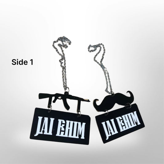 Cintre de voiture "Jai Bhim" - moustache/pistolet