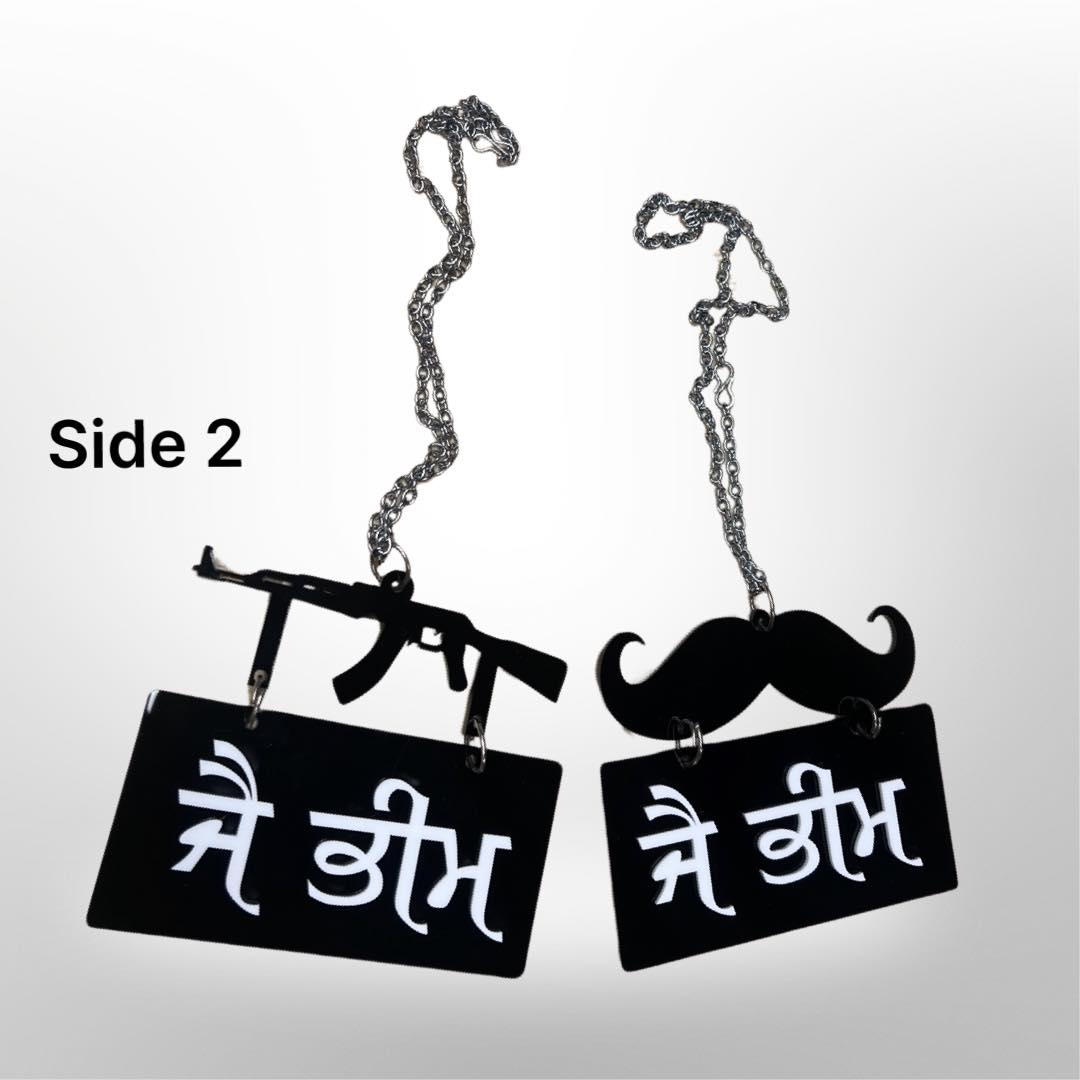 "Jai Bhim" car hanger - moustache/gun