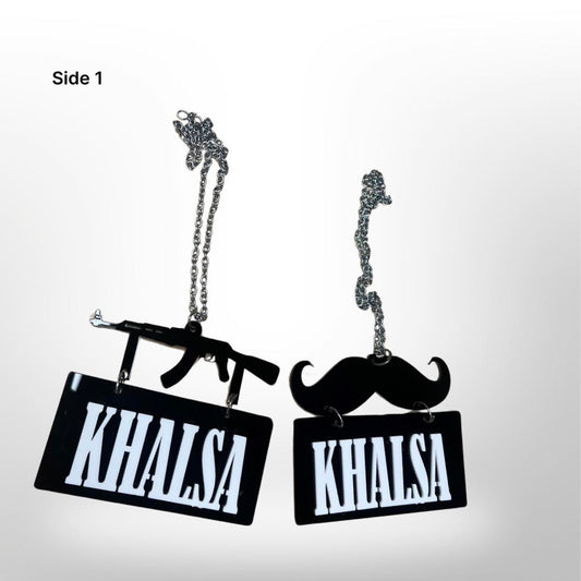 "Khalsa" car hanger - moustache/gun