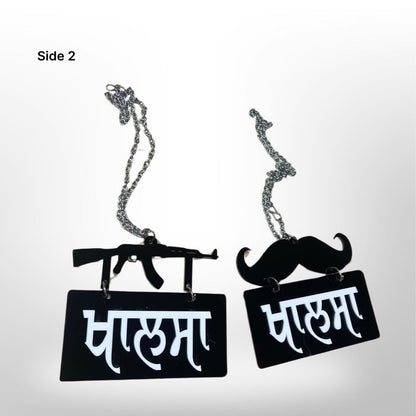 "Khalsa" car hanger - moustache/gun