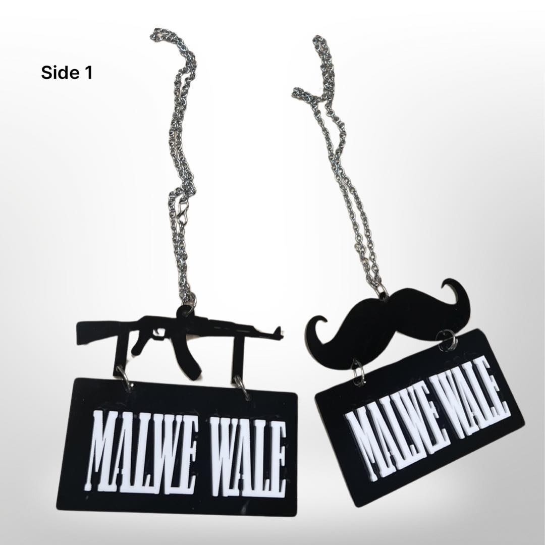 "Malwe wale" car hanger - moustache/gun