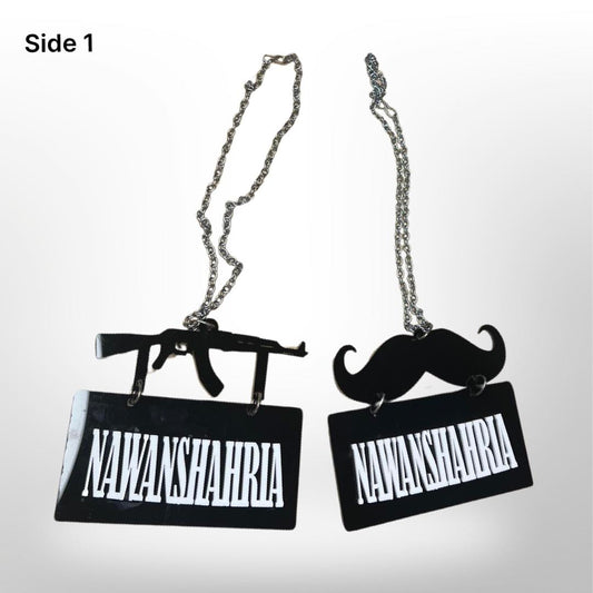 "Nawanshahria" car hanger - moustache/gun